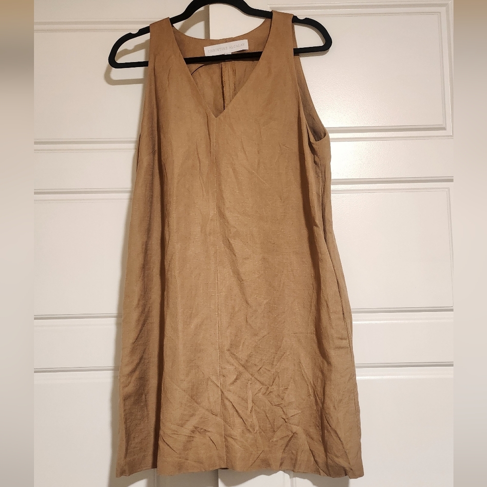 Christine Alcalay Linen Tan Sleeveless Dress
